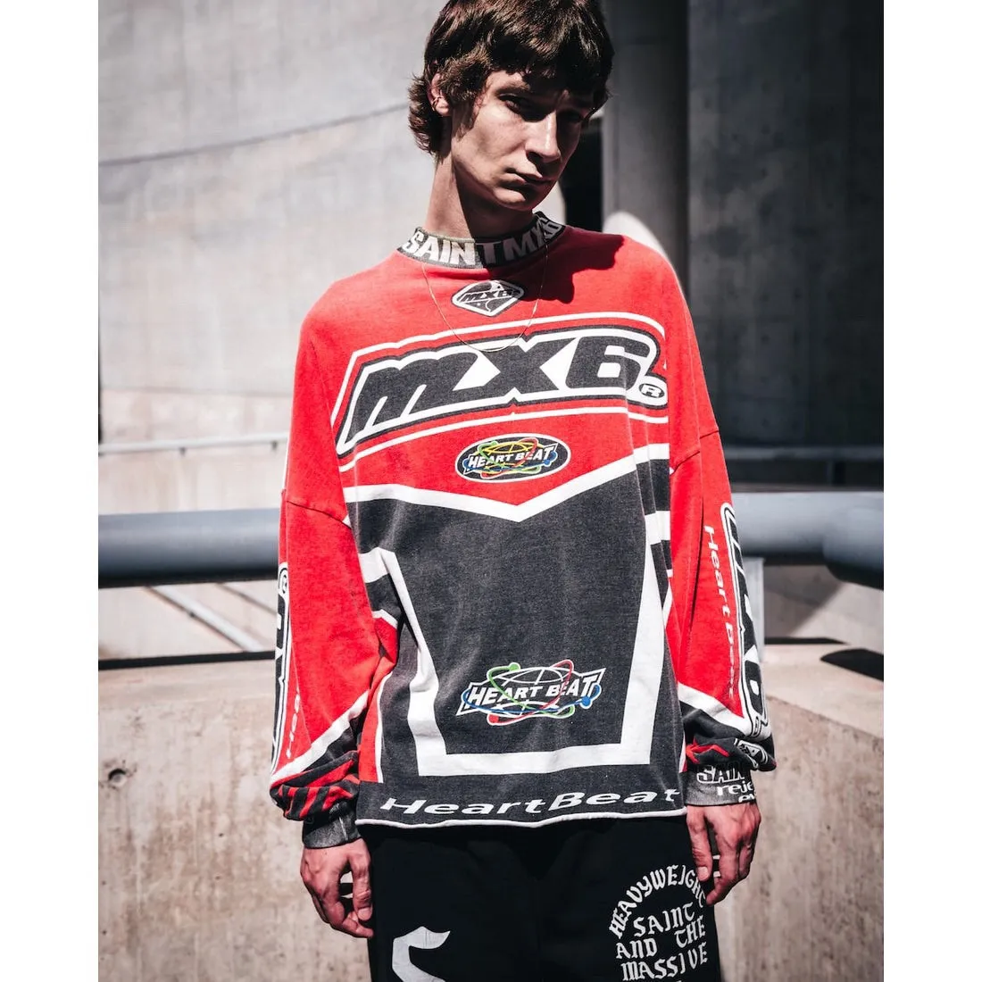 SAINT Mxxxxxx SWT PNT/IT'S SAINT/BLK flocked sweatpants black S-X ⚠️Attention: important points: this is flocking printing, not glue or crack paste. Don't buy what you see in the picture. Electrostatic flocking printing technology. Correct accessories. Fruit main mark/little angel anti-counterfeiting mark.